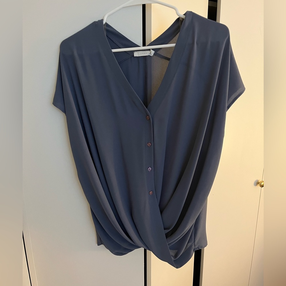NWOT! Lush Blue Draped V-Neck Blouse